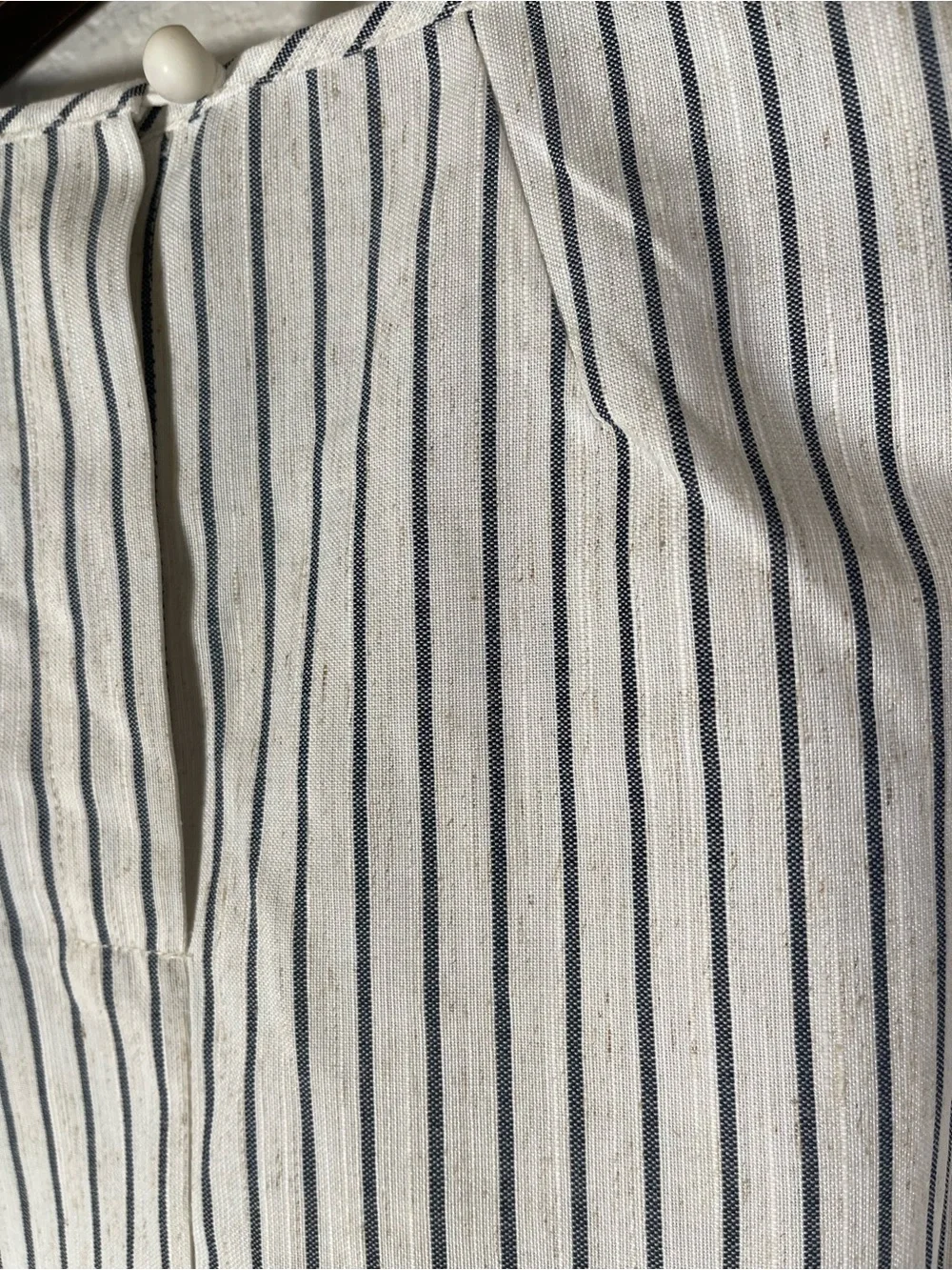 Tuckernuck Stripe Edie Puff Sleeve Top in Blue Linen New Cropped Size XXL